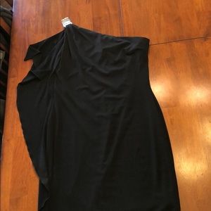 One shoulder black cocktail dress